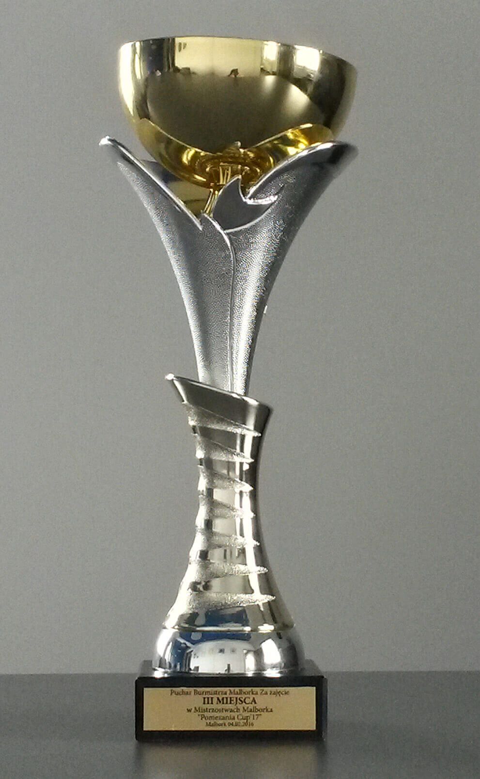 Zwycięski puchar o III miejsce w turnieju Pomezania Cup 2017